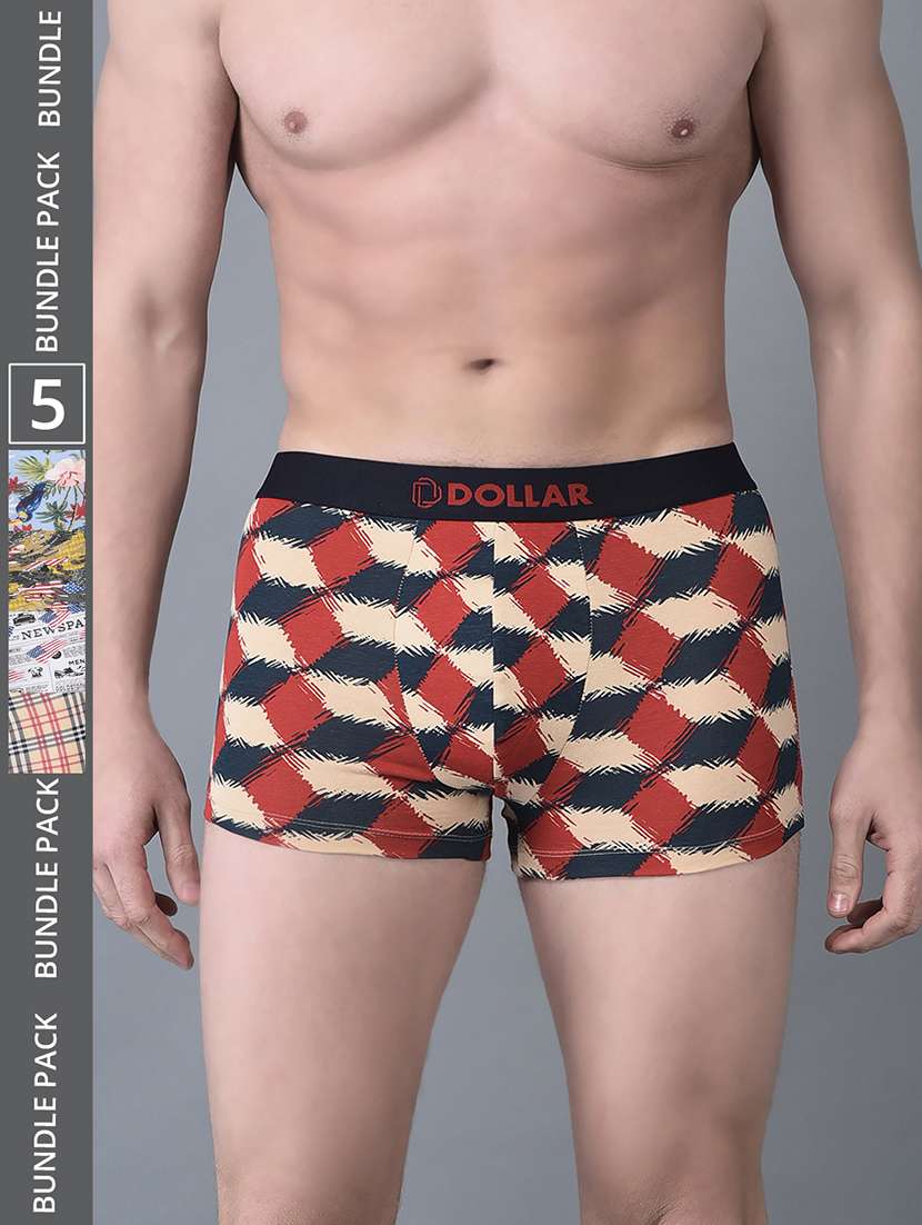 men pack of 5 printed trunk brief