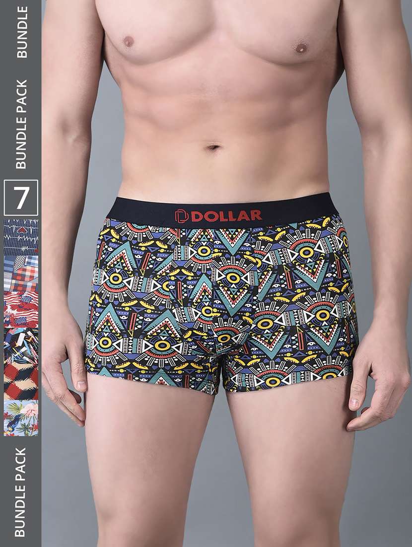 men pack of 7 printed multi colored trunks