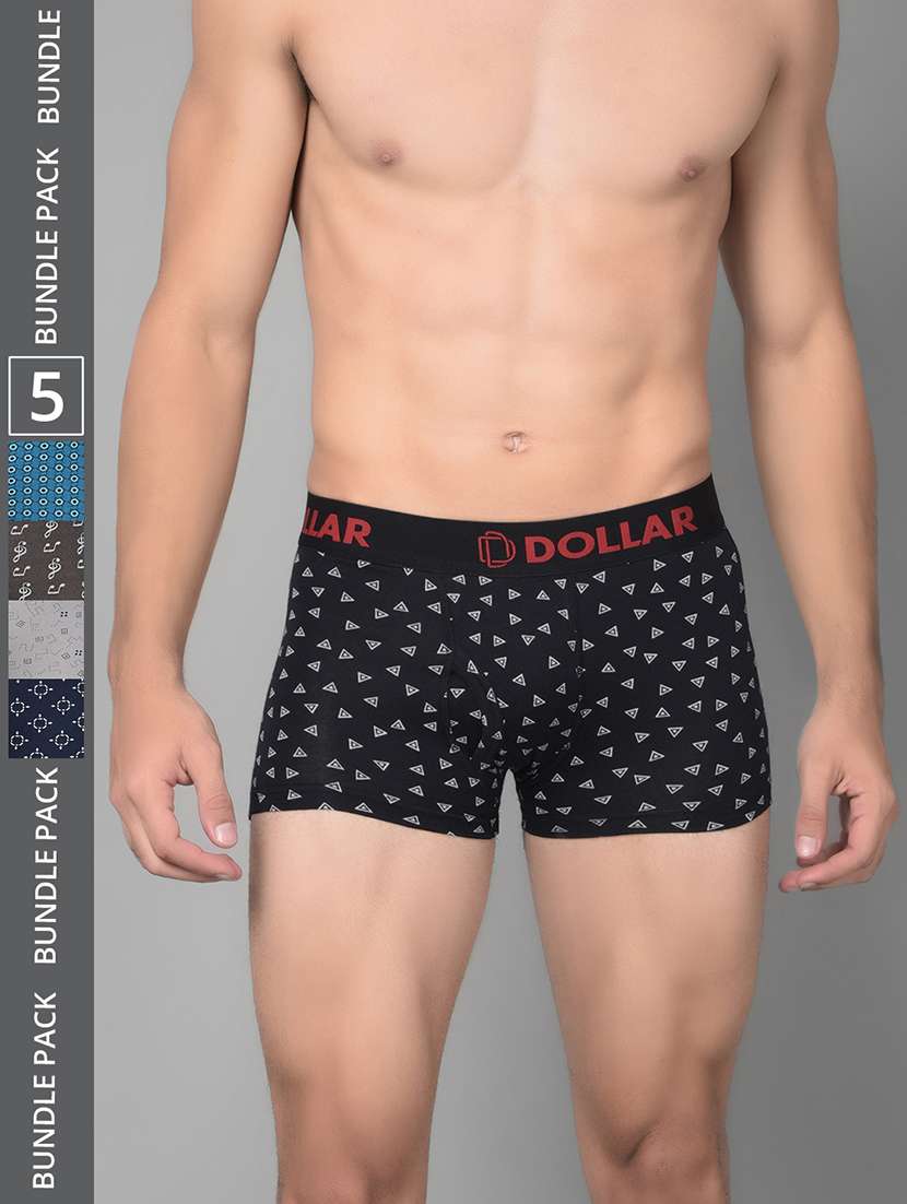 men pack of 5 printed multi colored trunks