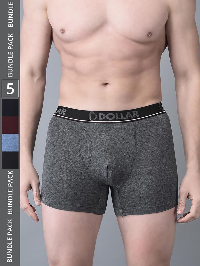 men pack of 5 solid multi colored trunks