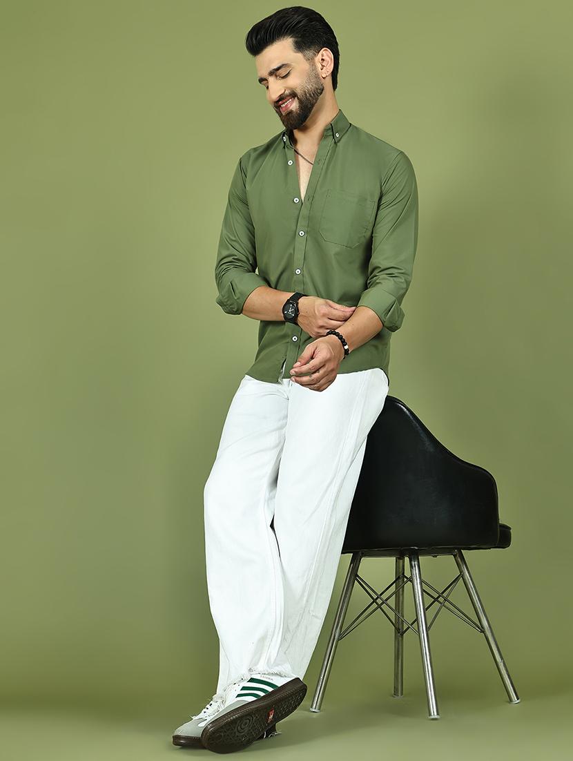 men solid collared long sleeve regular fit shirt - 21984402 - Standard Image - 5