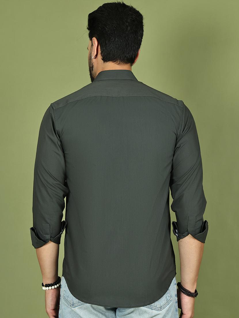 men solid long sleeve slim fit casual shirt - 21984403 - Standard Image - 3