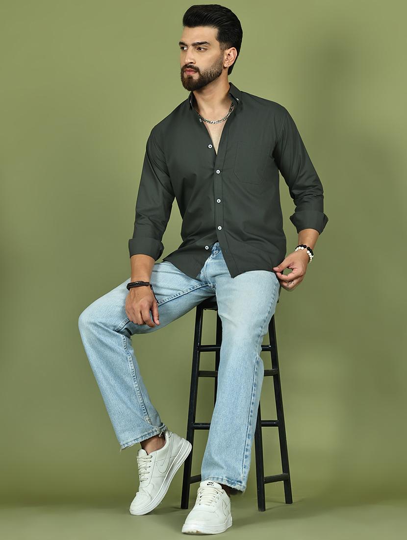 men solid long sleeve slim fit casual shirt - 21984403 - Standard Image - 5