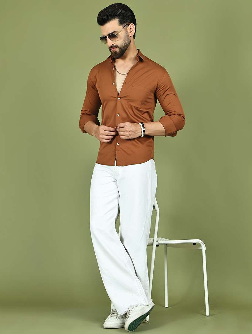 men solid collared long sleeve regular fit shirt - 21984404 -  Standard Image - 5