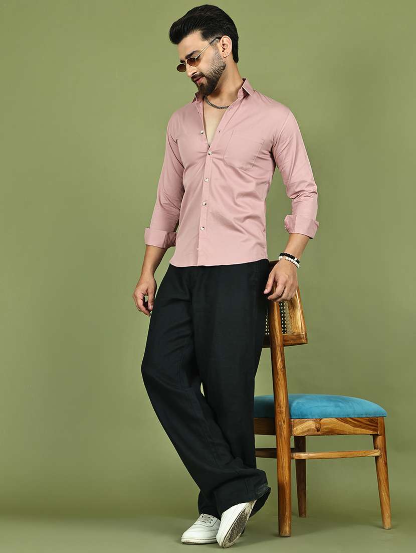 men solid long sleeve slim fit casual shirt - 21984405 - Standard Image - 5