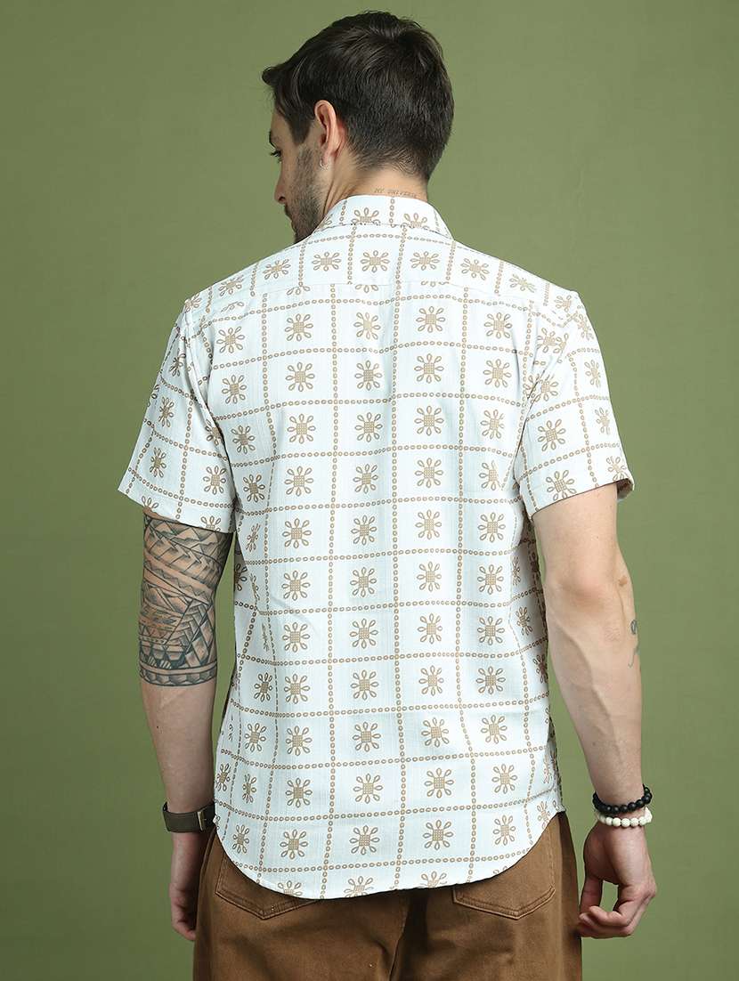 men embroidered collared short sleeve shirt - 21984407 -  Standard Image - 3