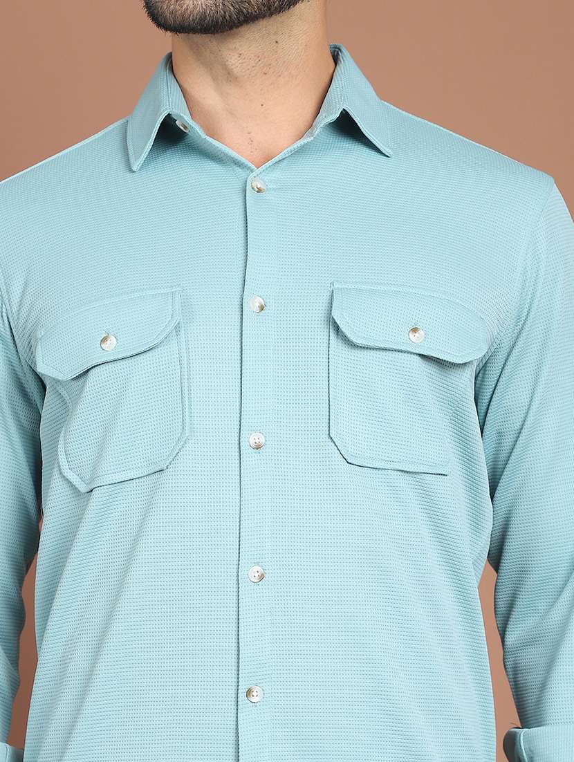 men solid collared long sleeve regular fit shirt - 21984410 - Standard Image - 5