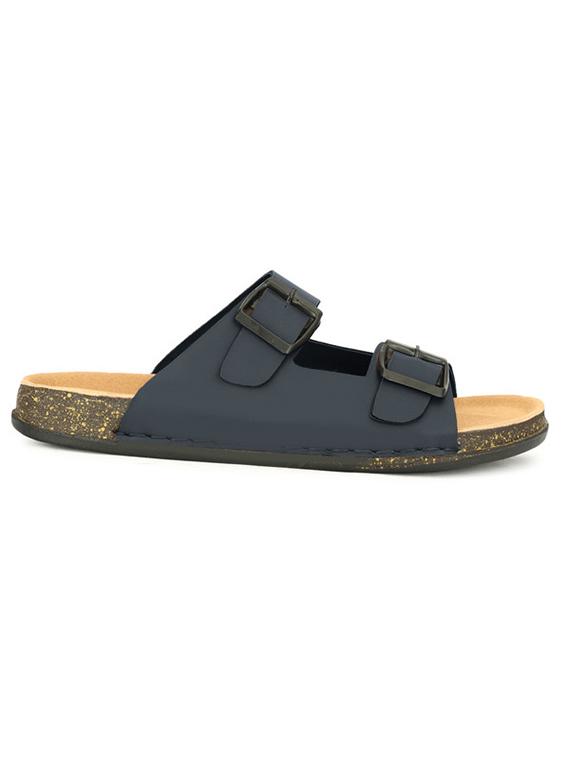 men blue solid slip on sandal - 21984425 - Standard Image - 3