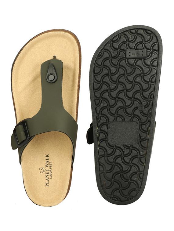 men olive solid slip on sandal - 21984426 - Standard Image - 5