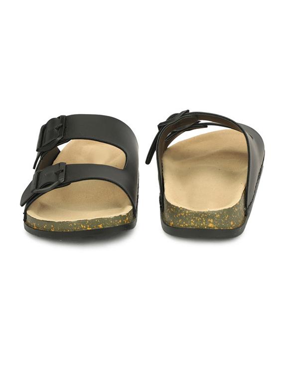 men black solid slip on sandal - 21984431 - Standard Image - 3