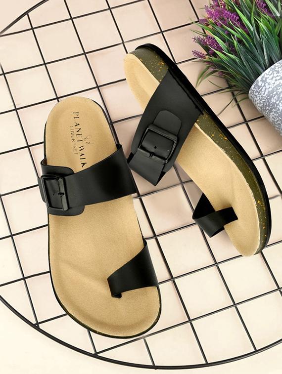 men black slip on one toe sandal - 21984432 - Zoom Image - 0