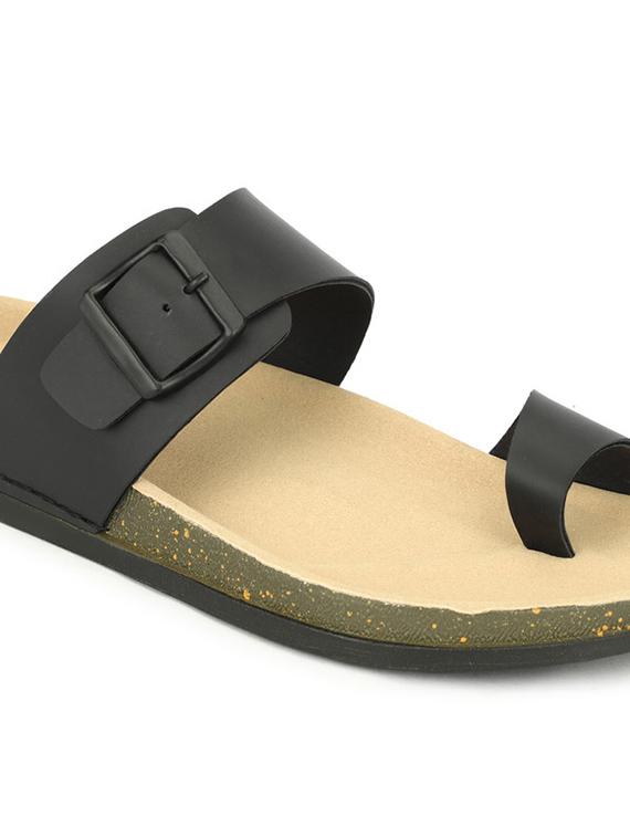 men black slip on one toe sandal - 21984432 - Standard Image - 5
