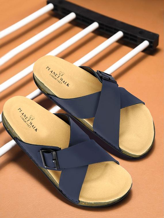 men navy blue slip on sandal - 21984437 -  Zoom Image - 0