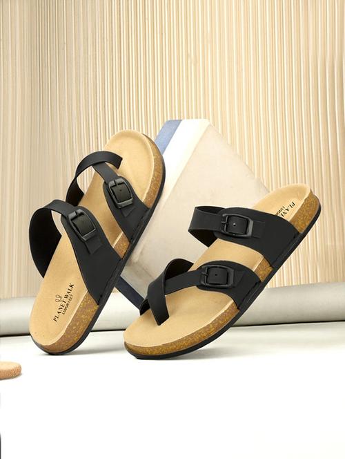 men black slip on one toe sandal - 21984446 -  Standard Image - 0
