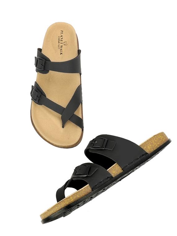 men black slip on one toe sandal - 21984446 - Standard Image - 3