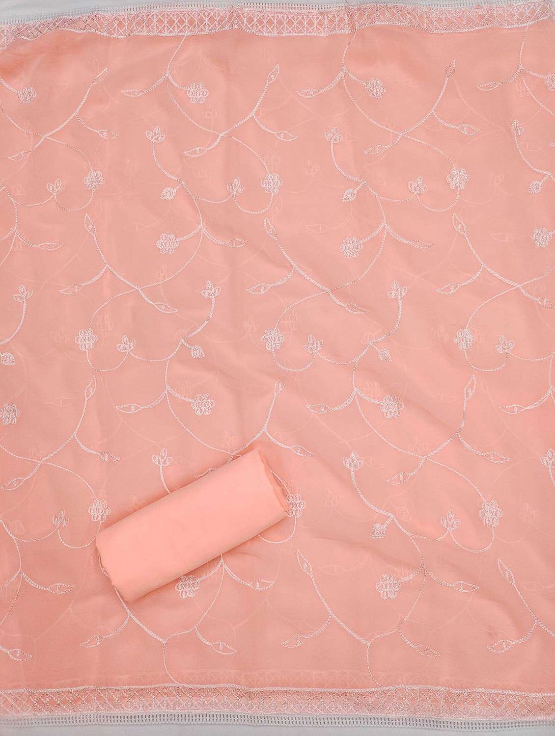 peach cotton blend unstitched suit - 21984451 -  Standard Image - 3