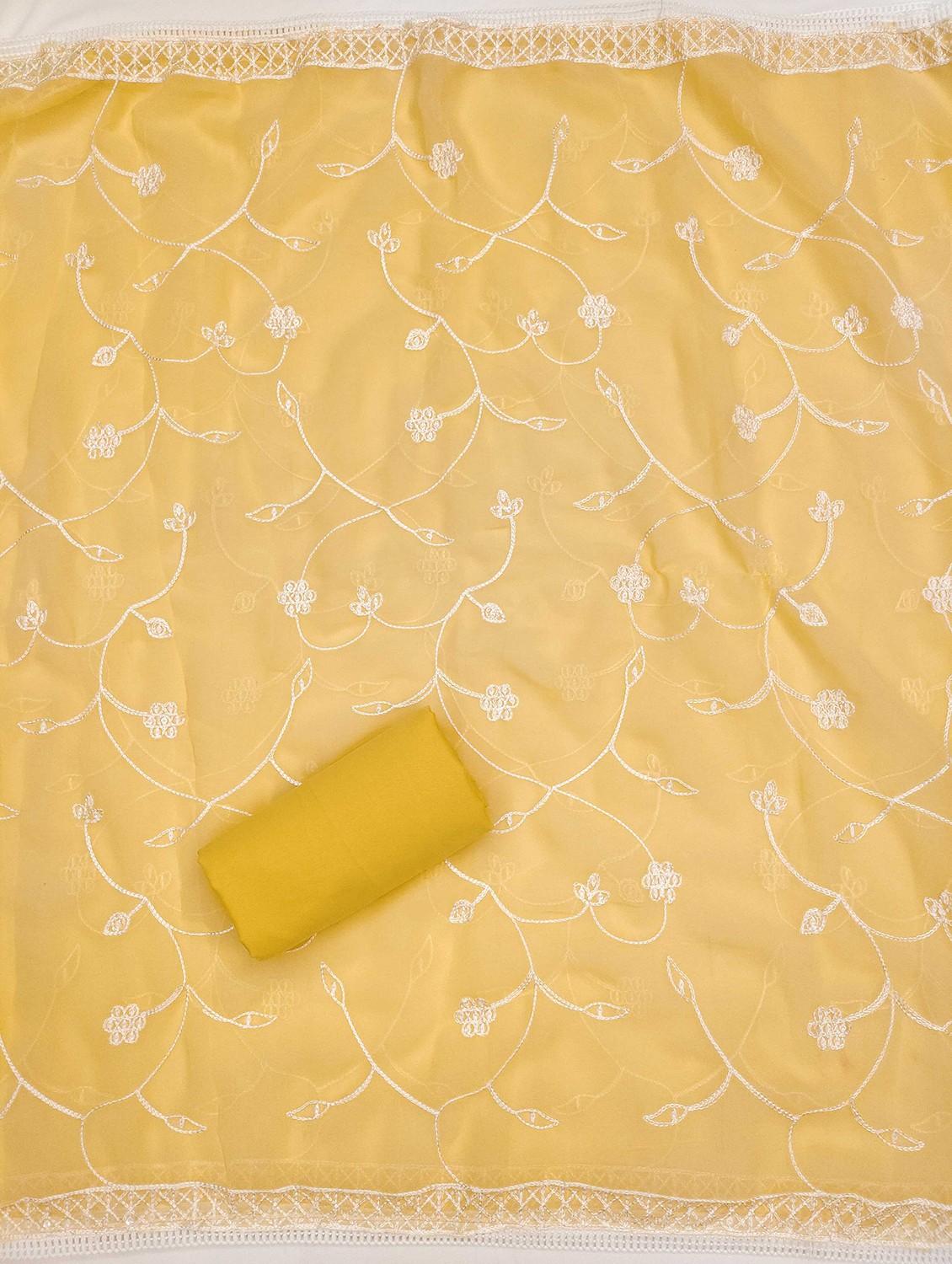 yellow cotton blend unstitched suit - 21984453 - Standard Image - 3