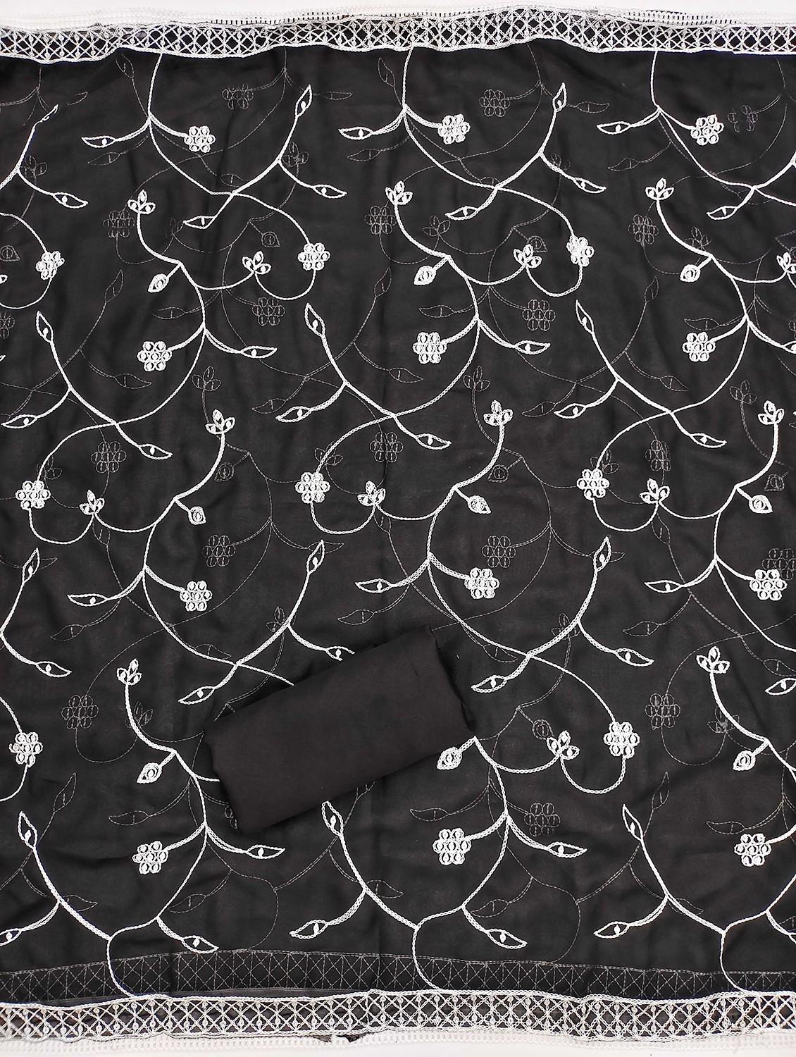 black cotton blend unstitched suit - 21984454 - Standard Image - 3
