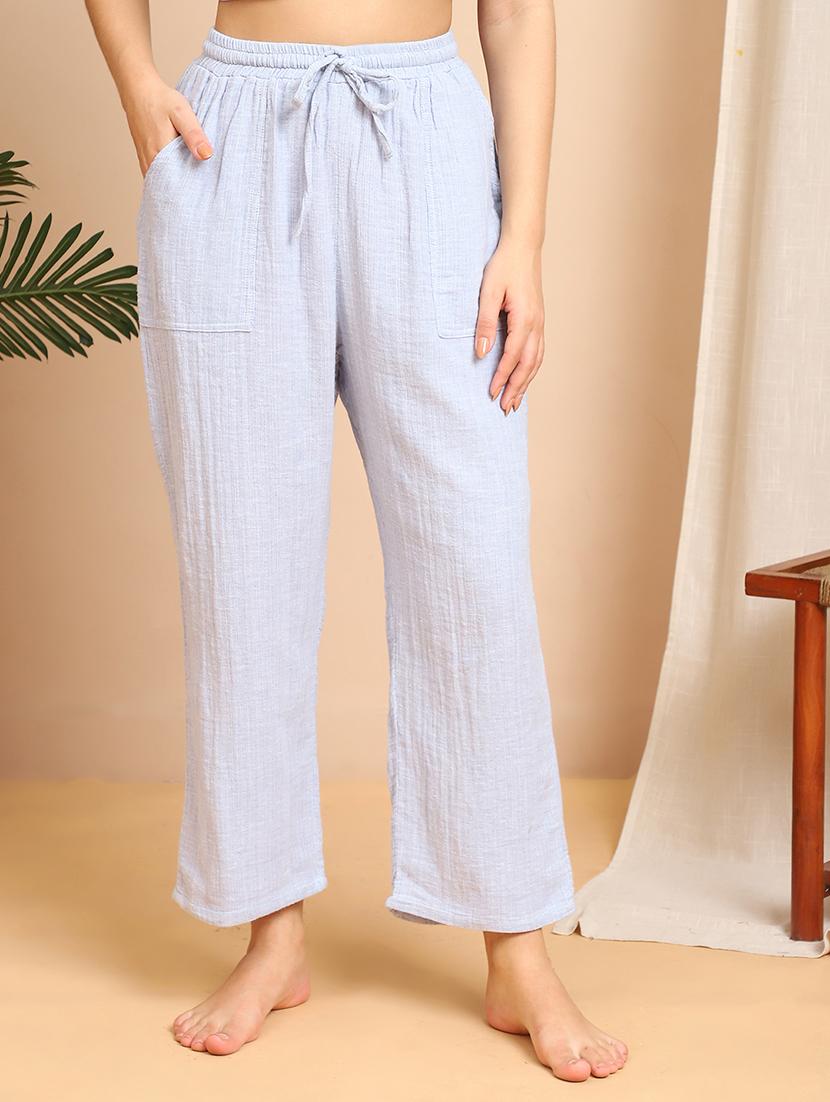 women solid mid rise lounge wear pajama