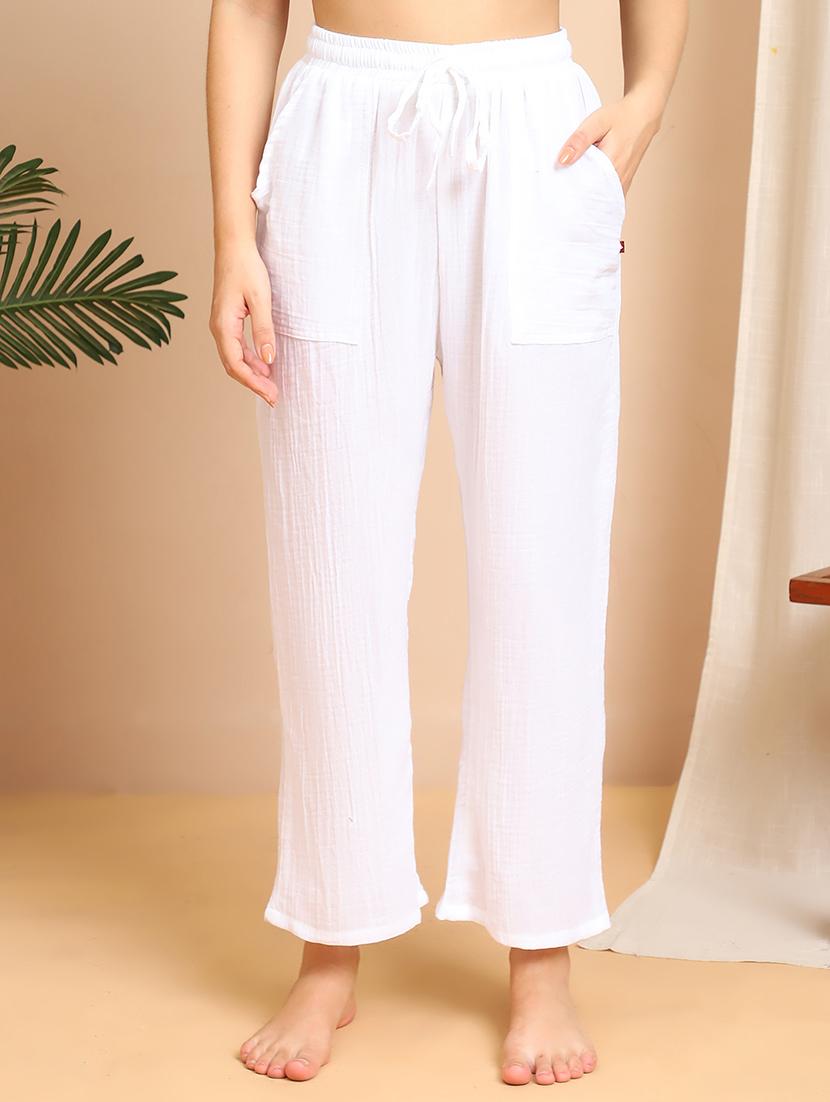women solid mid rise lounge wear pajama