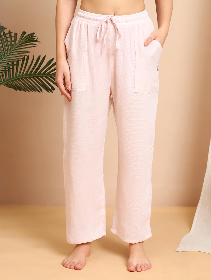 women solid mid rise lounge wear pajama