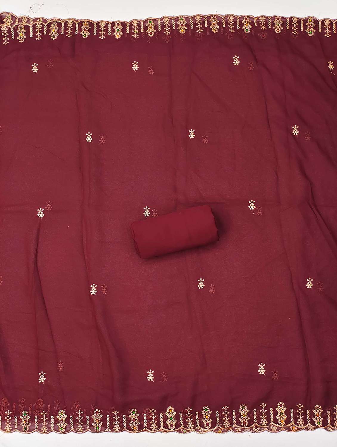 women solid with work embroidered unstitched suit set - 21984478 -  Standard Image - 3