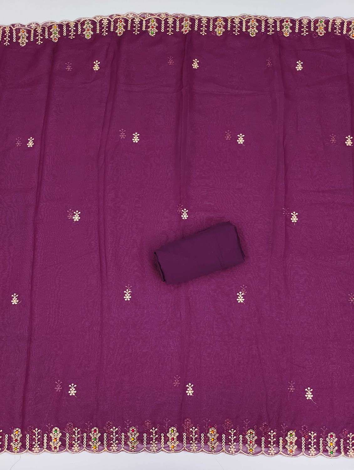 women solid with work embroidered unstitched suit set - 21984480 -  Standard Image - 3