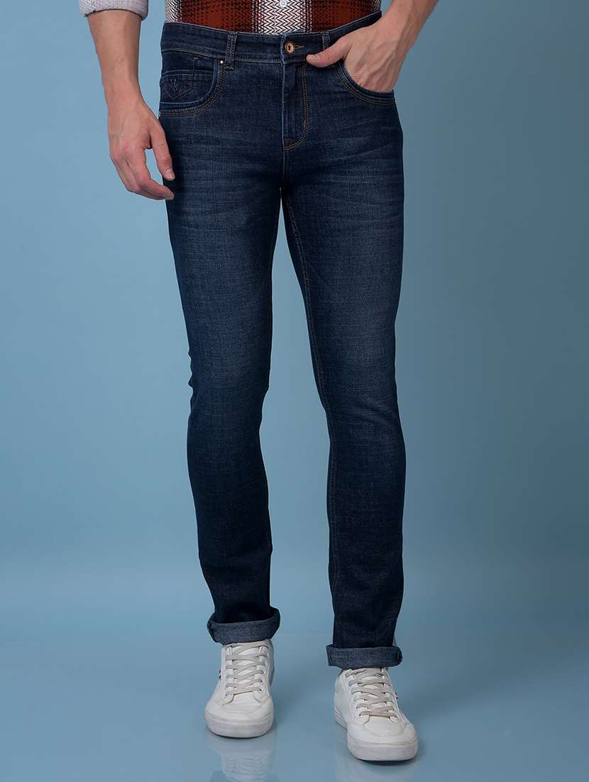 men solid mid rise slim fit jeans