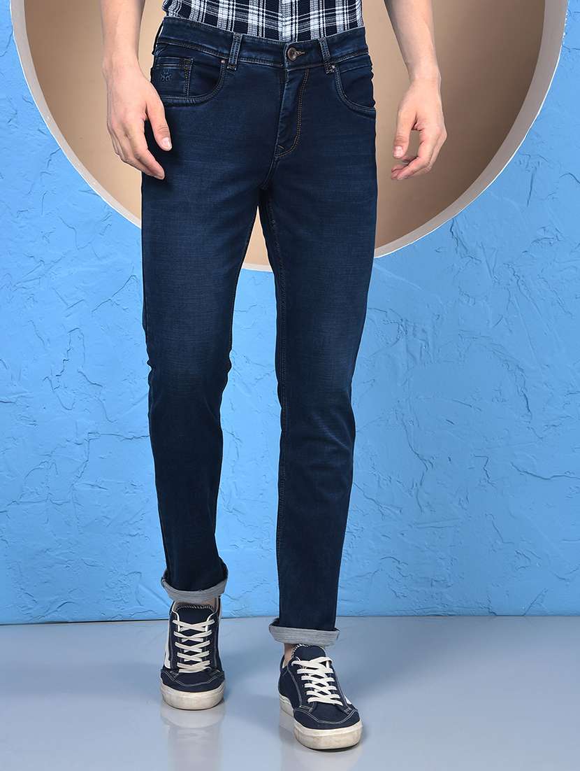 men solid mid rise slim fit jeans