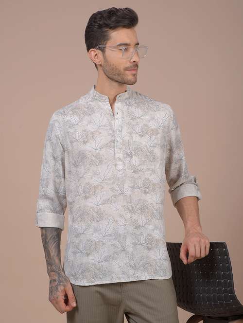 men printed mandarin neck short kurta - 21984545 - Standard Image - 0