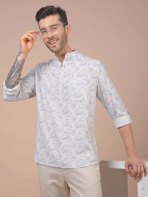men printed mandarin neck short kurta - 21984546 -  Standard Image - 0
