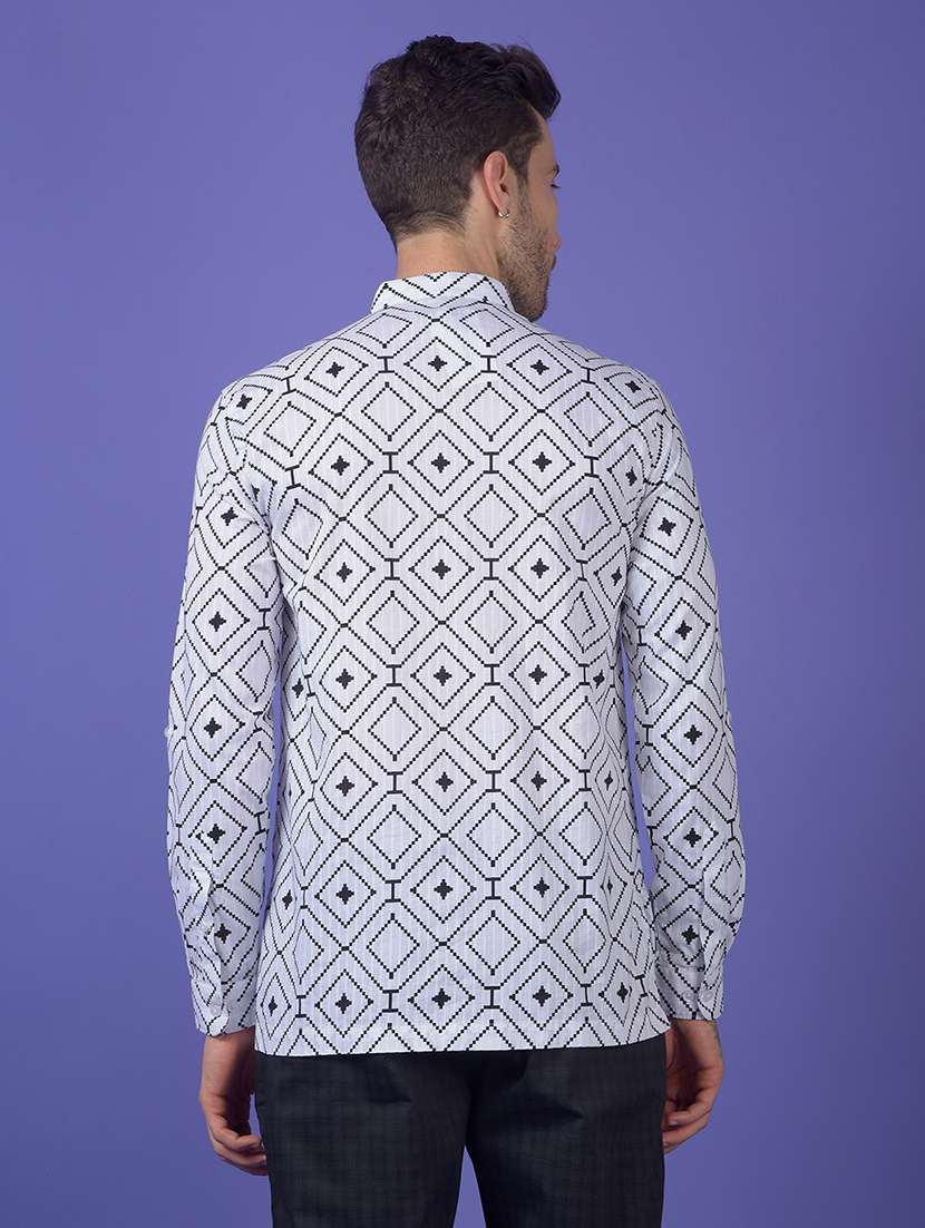 men printed mandarin neck short kurta - 21984547 -  Standard Image - 3