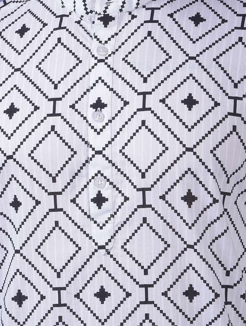 men printed mandarin neck short kurta - 21984547 -  Standard Image - 5