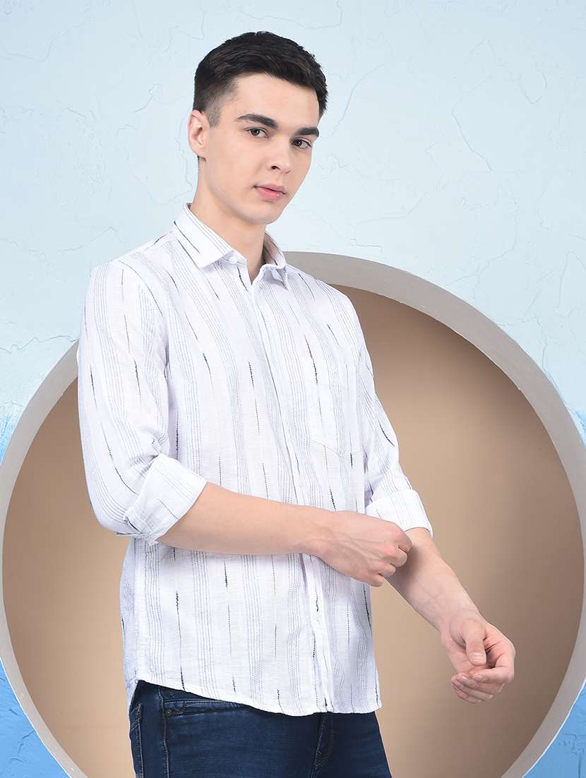 men striped mandarin neck short kurta - 21984549 -  Standard Image - 3