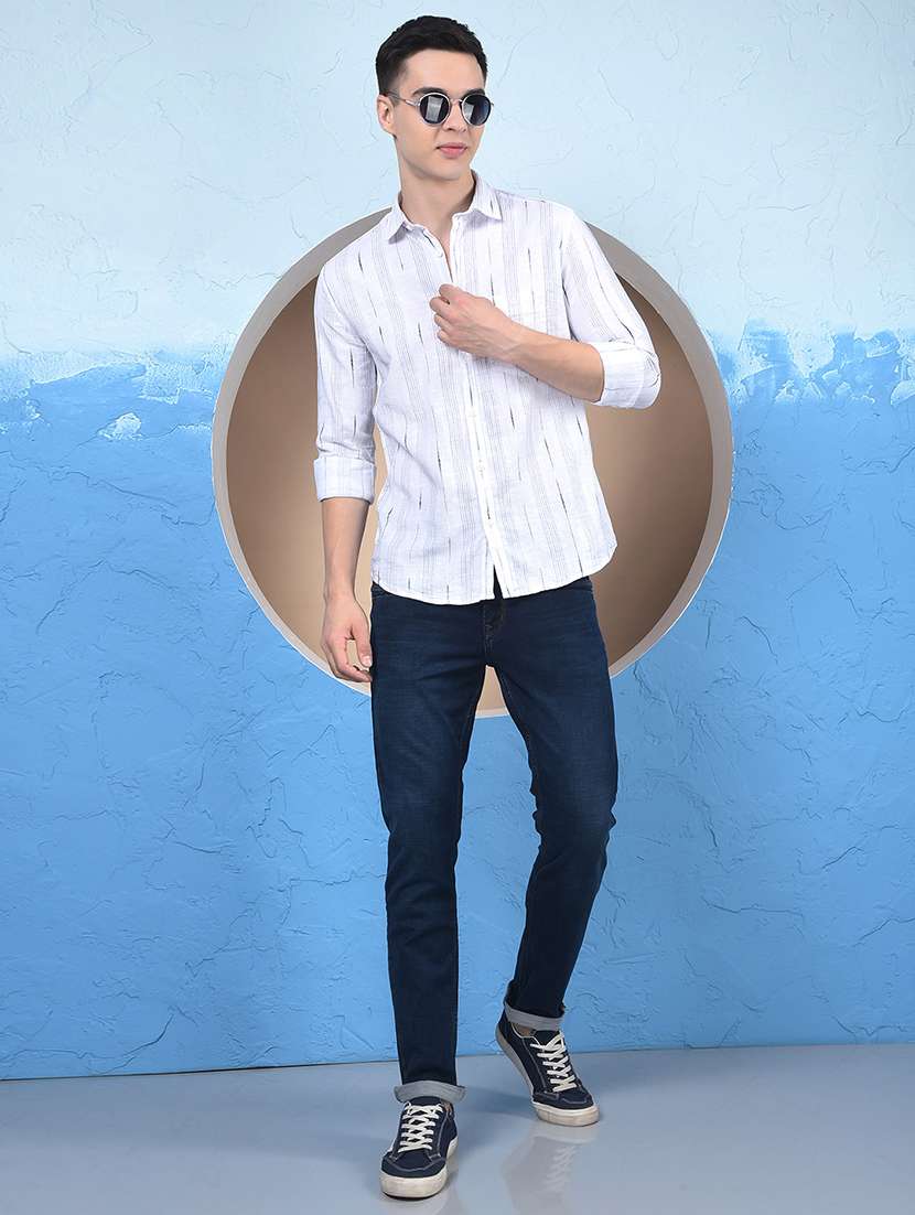 men striped mandarin neck short kurta - 21984549 -  Standard Image - 5