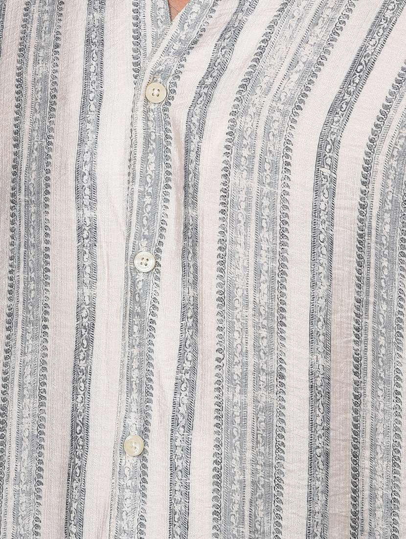 men striped mandarin neck short kurta - 21984557 - Standard Image - 5