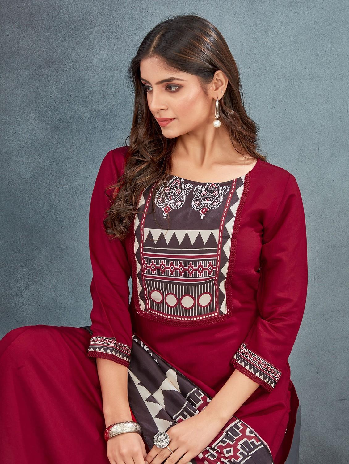 red art silk kurta pant set - 21984563 - Standard Image - 3