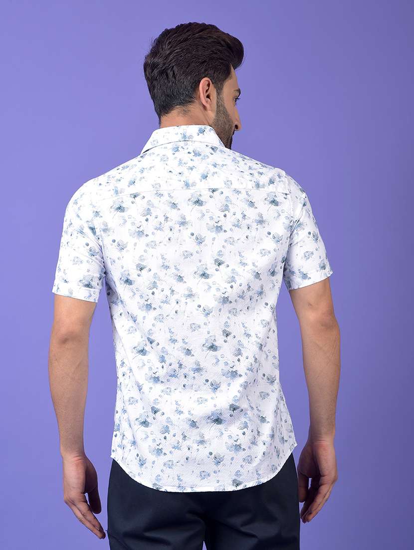 men floral printed short sleeve slim fit casual shirt - 21984583 -  Standard Image - 3
