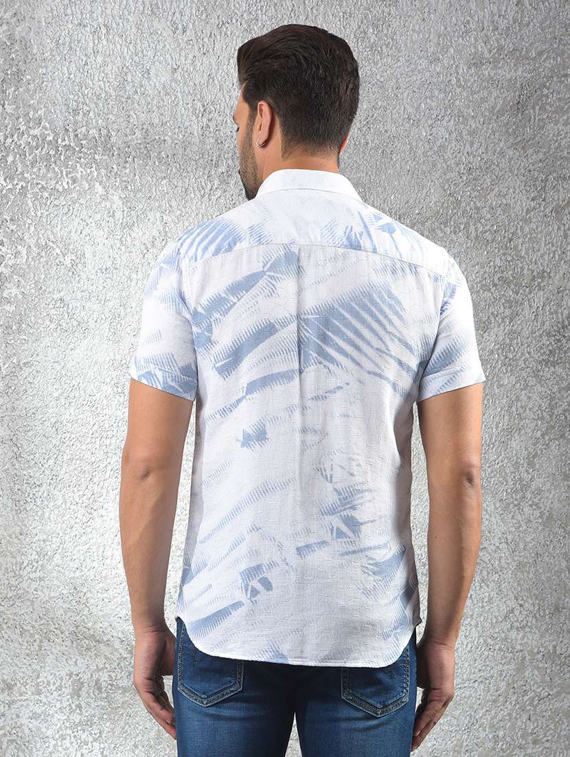 men printed short sleeve slim fit casual shirt - 21984585 -  Standard Image - 3