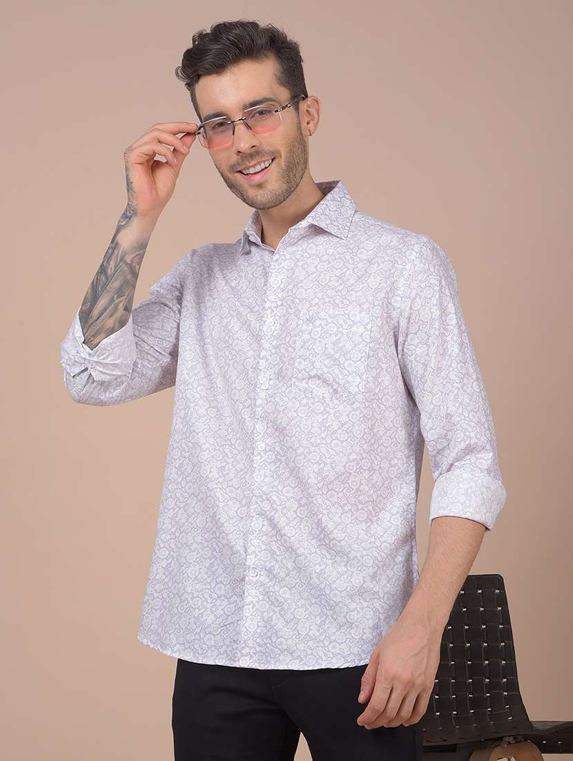 purple cotton blend casual shirt