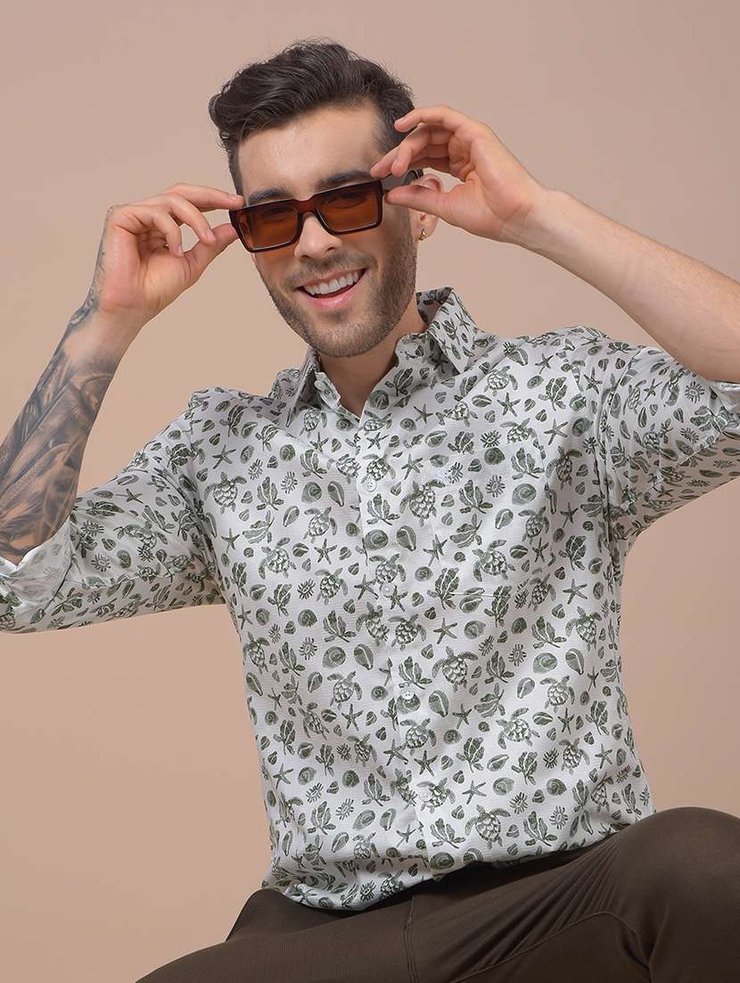 green cotton casual shirt