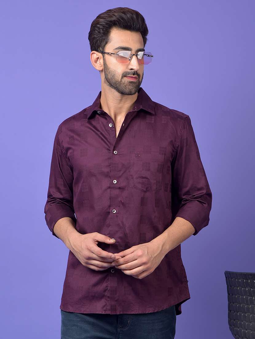 purple cotton casual shirt