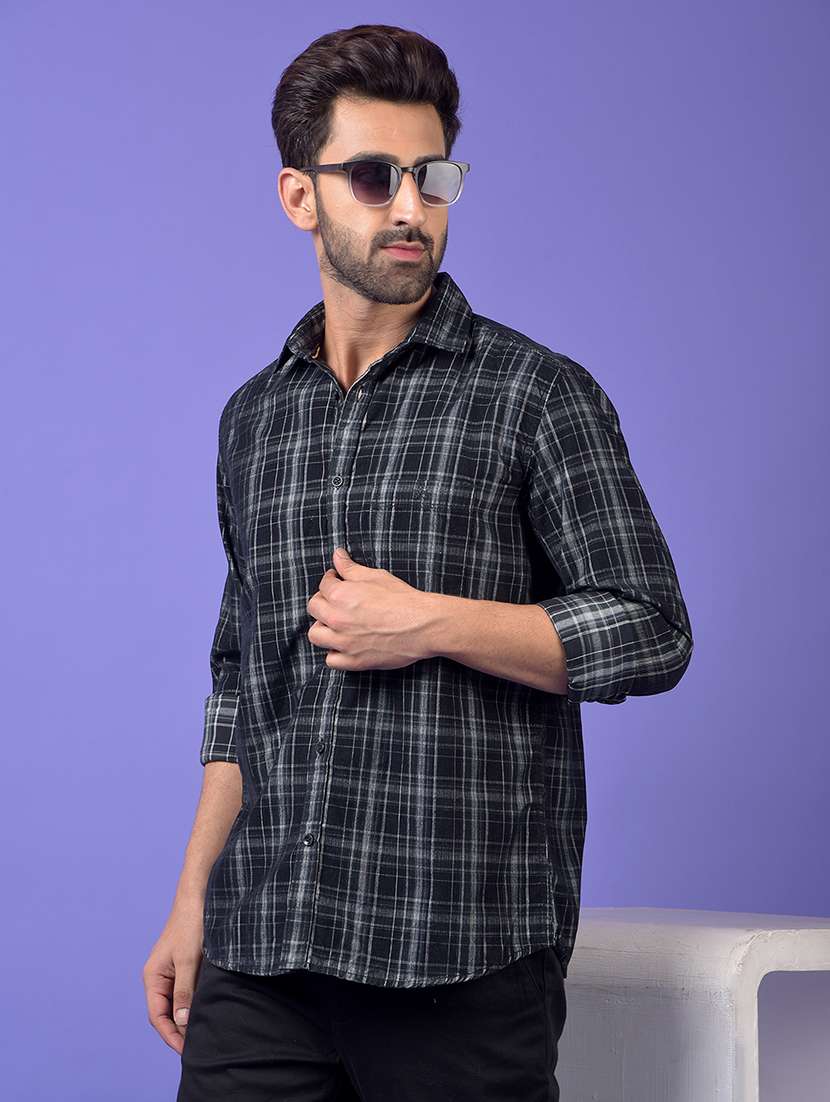 men checkered long sleeve regular fit casual shirt