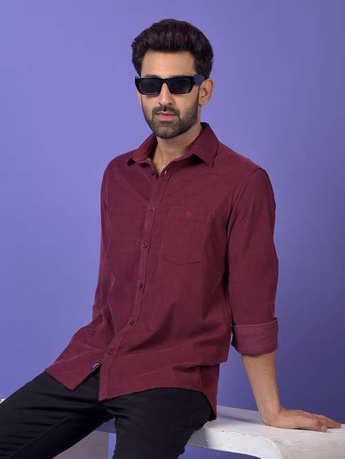 men solid long sleeve slim fit casual shirt - 21984694 - Standard Image - 0