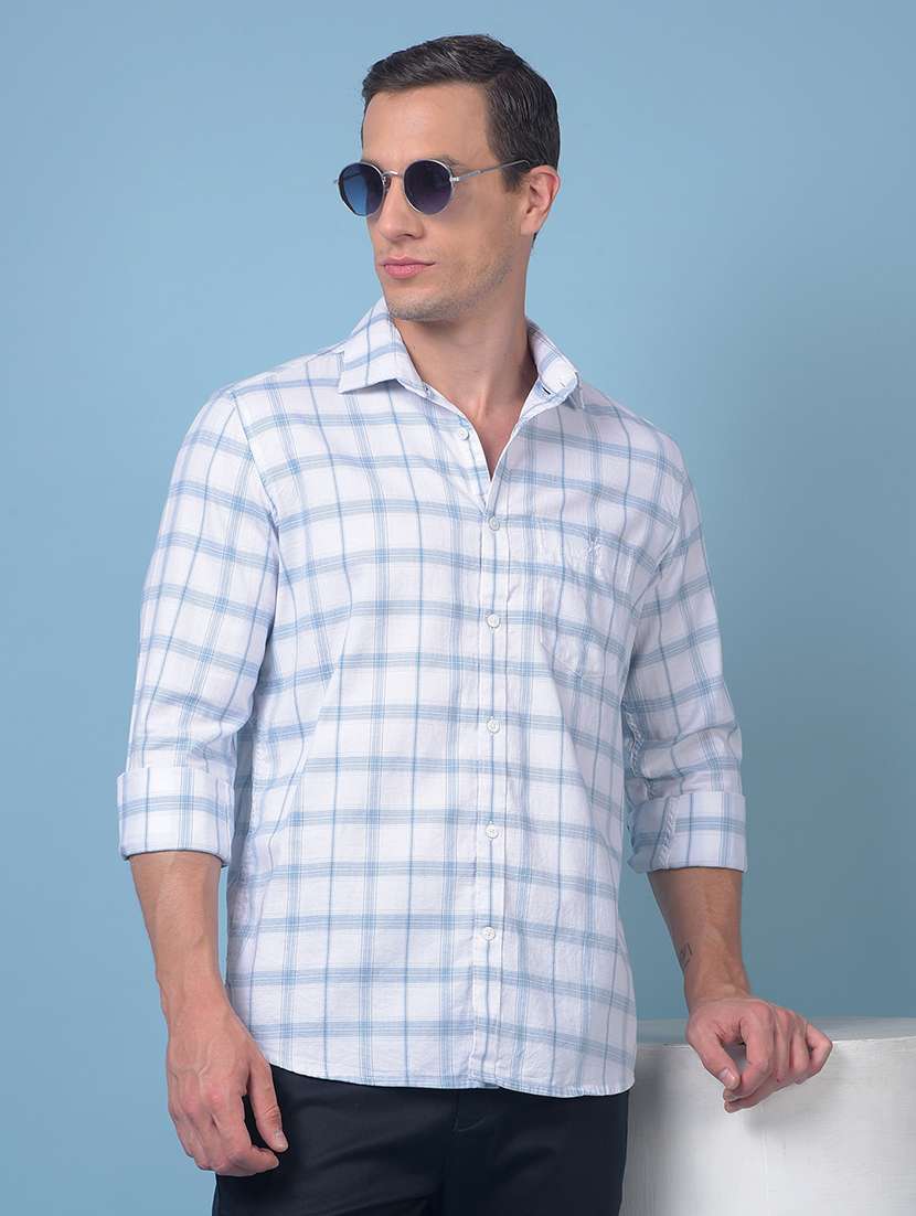 men checkered long sleeve regular fit casual shirt