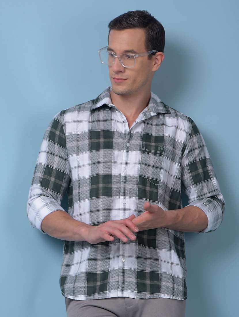 men checkered long sleeve regular fit casual shirt