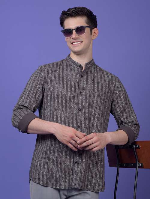 men self design long sleeve slim fit casual shirt - 21984724 -  Standard Image - 0