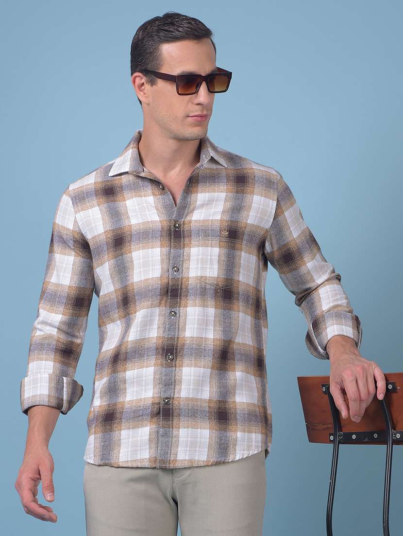 men checkered long sleeve regular fit casual shirt