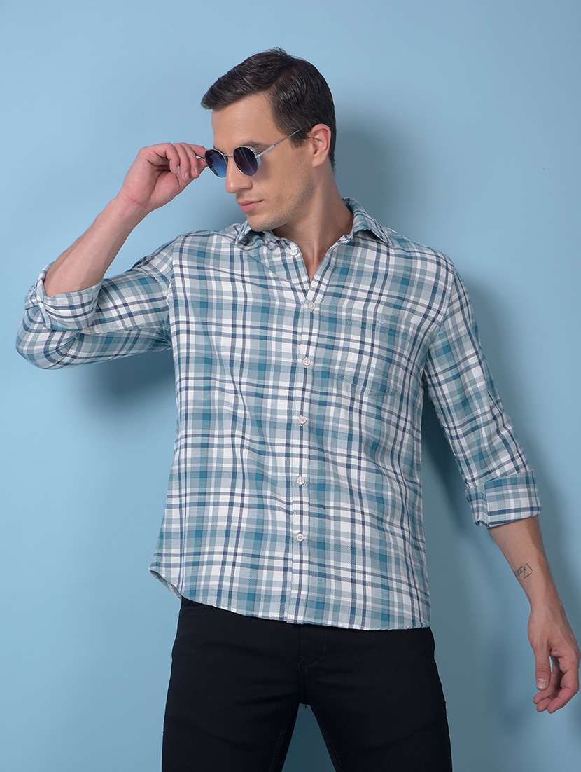 men checkered long sleeve regular fit casual shirt