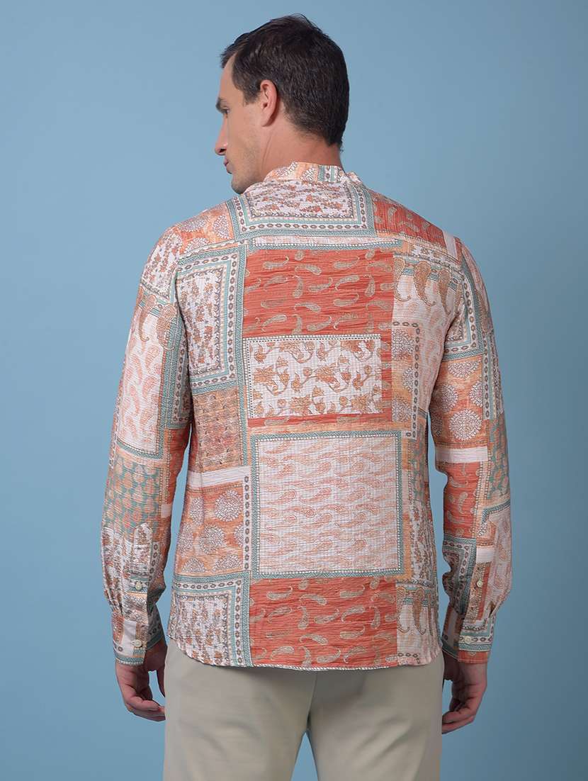 men printed long sleeve slim fit casual shirt - 21984761 - Standard Image - 3